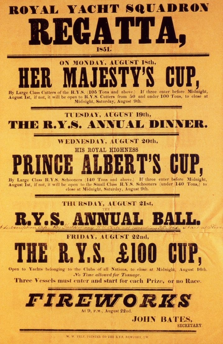 The First America's Cup poster for the £100 Cup