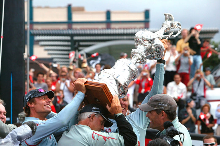 Swiss Team Alinghi winning the America's Cup in 2003