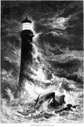 Eddystone Lighthouse with shipwreck