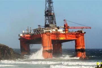 Drilling rig blown ashore in storms off Western Isles