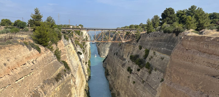 The Corinth Canal in Corinth, Greece